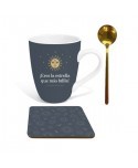 JUEGO MUG CON CUCHARA Y POSAVASOS ESTRELLA