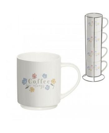 JUEGO DE 4 MUGS APILABLES 275ML FLORES