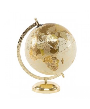 BOLA DEL MUNDO 20 CM PIE METAL DORADO BEIS