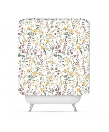 CORTINA BAÑO POLIESTER FLORES