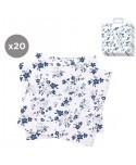 JUEGO DE 20 SERVILLETAS 33X33 FLORES AZUL