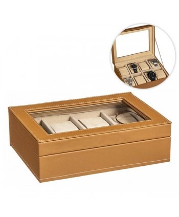 JOYERO RELOJERO 8 DEPT POLIPIEL CAMEL