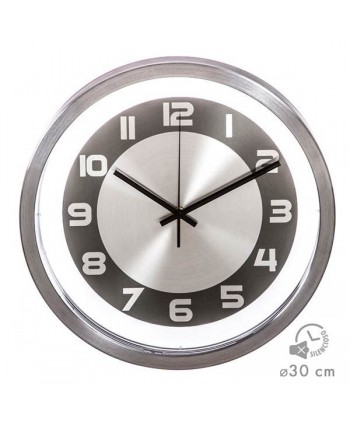 RELOJ CROMADO Y CRISTAL 30 cm
