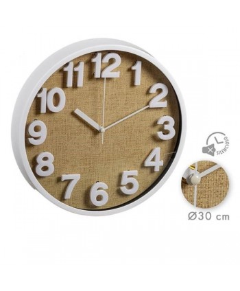 RELOJ PARED 30,5 cm MARCO BLANCO+ESFERA BEIGE