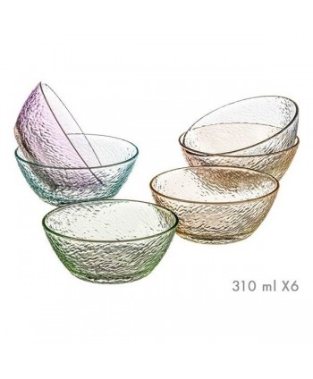 JUEGO 6 BOLS COLORES CRISTAL 310 ml
