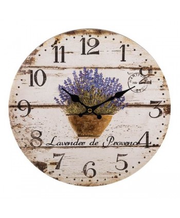 RELOJ PARED MADERA 30 cm LAVANDA