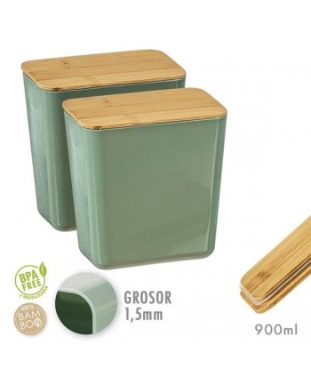 SET 2 CAJAS DE ALMACENAMIENTO BAMBU+PP 900 ml