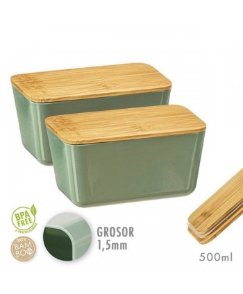 SET 2 CAJAS DE ALMACENAMIENTO BAMBU+PP 500ML