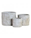 MACETA CEMENTO HOJAS GRIS GRANDE