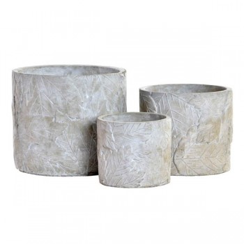 MACETA CEMENTO HOJAS GRIS GRANDE