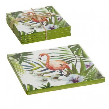 JUEGO DE 4 POSAVASOS TROPICAL 10X10CM