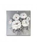 CUADRO PINTADO A MANO DALIAS BLANCAS A 40x40CM.