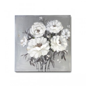 CUADRO PINTADO A MANO DALIAS BLANCAS A 40x40CM.