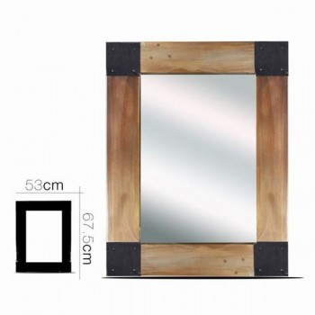 ESPEJO MADERA METAL  53 x 67.5 CM