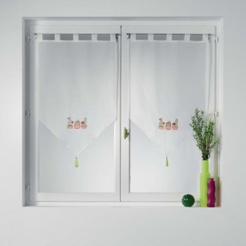 Visillos cocina para ventana y puerta de 1 metro de ancho con dos alturas.