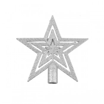 PUNTA ÁRBOL ESTRELLA PURPURINA PLATA 19 CM