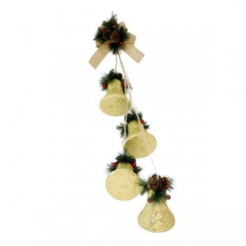 COLGANTE 4 CAMPAÑAS COLOR ORO  85CM