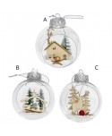 BOLA NAVIDAD TRANSPARENTE ABIERTA 8 CM 3SURTIDOS