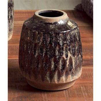 JARRON DE CERAMICA OVALOS PLATA ANTIQUE 18 CM