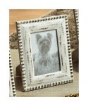 PORTAFOTOS MADERA TALLADO BLANCO Y PLATA 15X20 CM