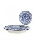 PLATO POSTRE 20 CM RAYADO AZUL