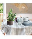 MANTEL RAYURES BEIS 140X140