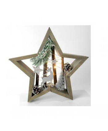 ESTRELLA MADERA 9 LEDS 20X20X4 CM