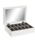 CAJA 12 RELOJES BLANCA MADERA CRISTAL 28X19X9