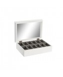 CAJA 12 RELOJES BLANCA MADERA CRISTAL 28X19X9