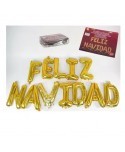 SET GLOBOS FELIZ NAVIDAD ORO 39CM