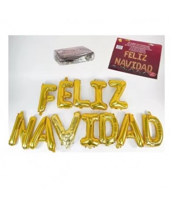 SET GLOBOS FELIZ NAVIDAD ORO 39CM
